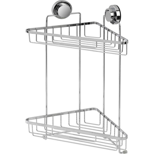 Mensola angolare vasca doccia 2 ripiani in acciaio cromato Premium