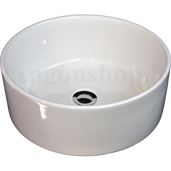 Mensola 90x50 con lavabo tondo 41 cm da appoggio in nobilitato Olmo