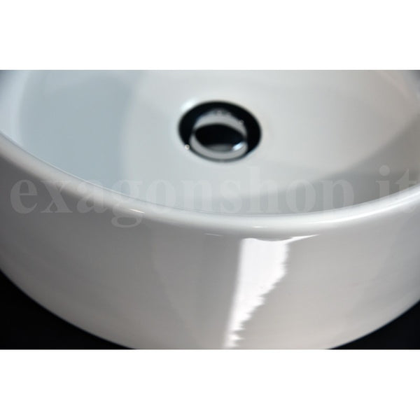 Mensola 90x50 con lavabo tondo 41 cm da appoggio in nobilitato Olmo