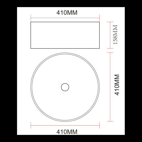 Mensola 90x50 con lavabo tondo 41 cm da appoggio in nobilitato Olmo