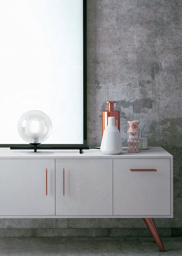 Miloox Mikado Lampada Da Tavolo in Vetro Trasparente e montatura nero soft touch
