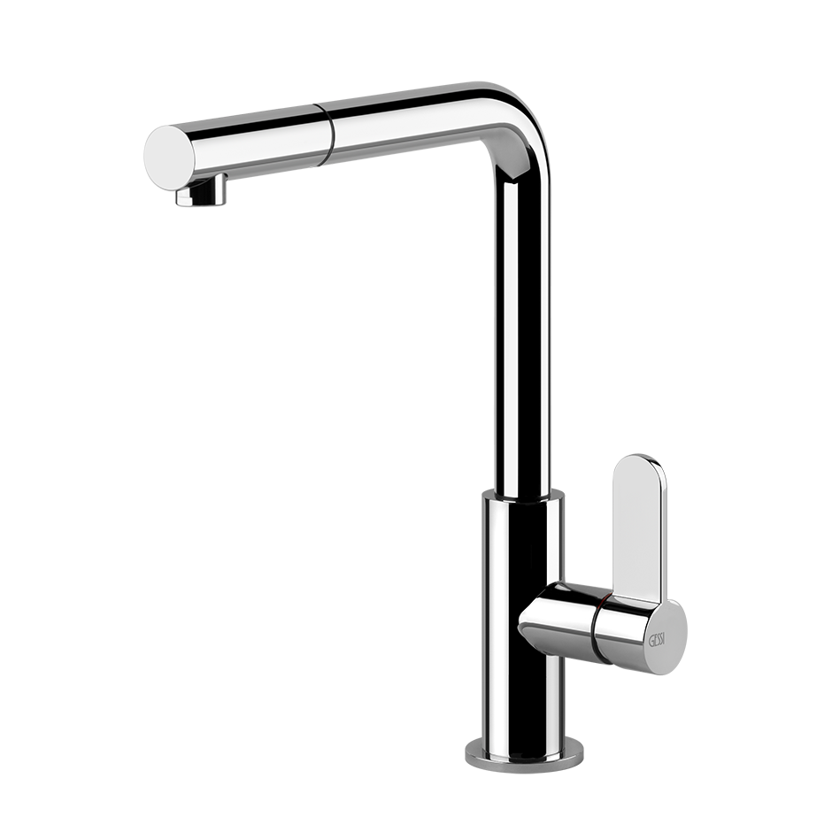 Miscelatore Cucina Monocomando Con Canna Girevole Doccetta Estraibile Mono Getto Cromo Helium 50103 Gessi