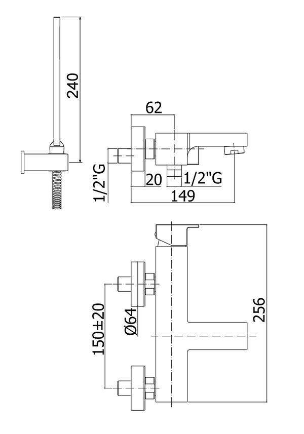 Miscelatore esterno vasca con doccetta e flessibile cromo el023 Paffoni Elle