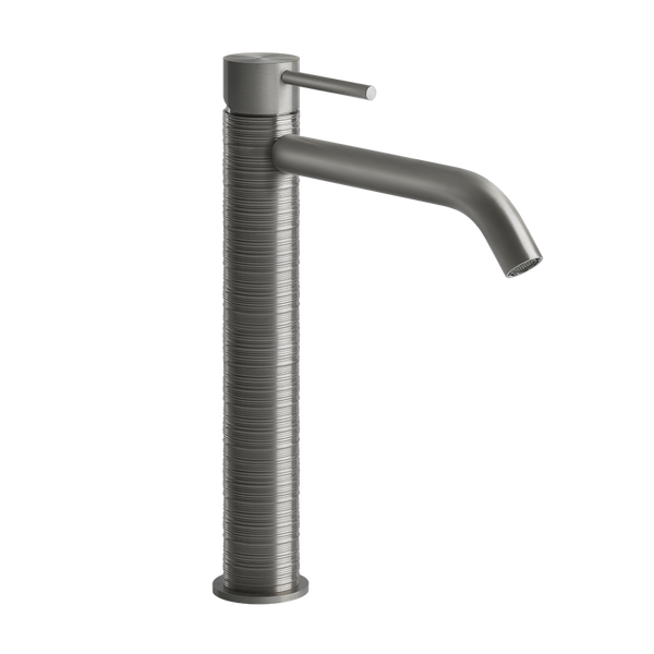 Gessi Trame Miscelatore lavabo alto bocca lunga per ciotola senza scarico Steel brushed 54306