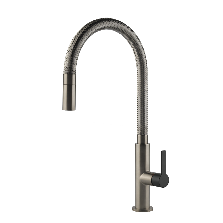 Miscelatore lavello cucina con canna girevole e doccetta doppio getto estraibile finox 149 Mesh Tapware 60003 Gessi