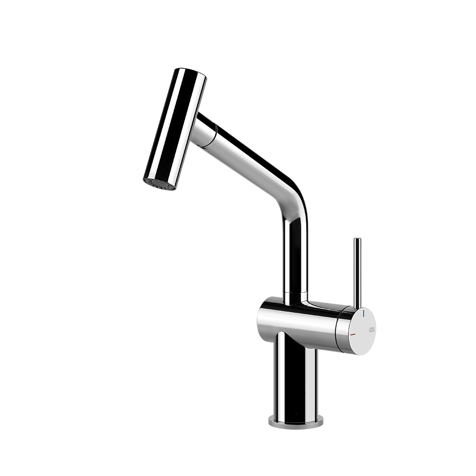 Miscelatore lavello monocomando con canna giravole e doccetta doppio getto cromo inedito 60425 gessi