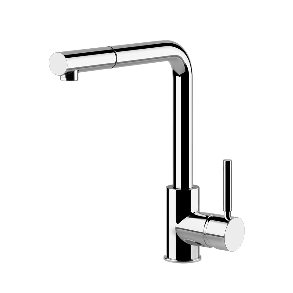 Miscelatore lavello monocomando con canna giravole e doccetta estraibile 1jet cromo Gessi