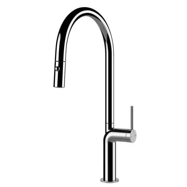 Miscelatore lavello monocomando con canna giravole e doccetta estraibile 2 getti cromo stelo 60303 gessi