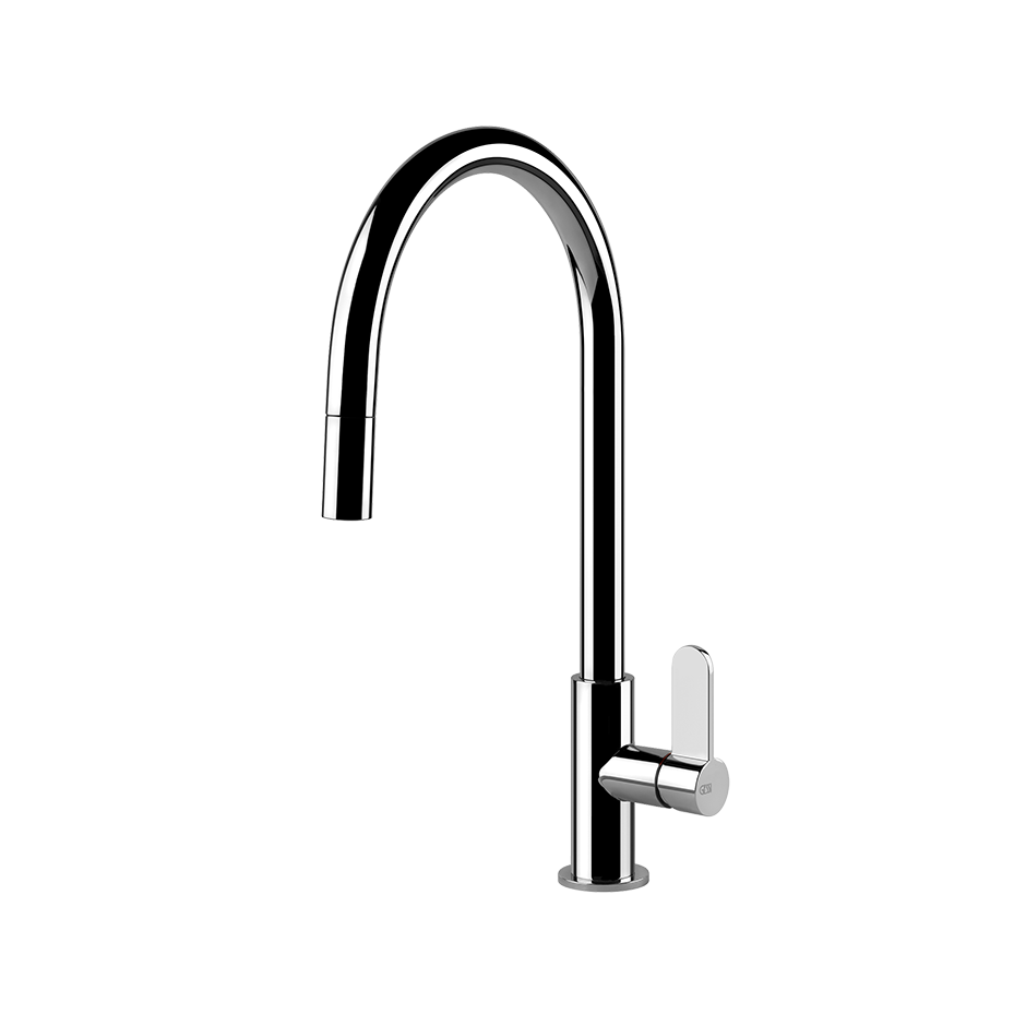 Miscelatore lavello monocomando con canna girevole e doccetta estraibile monogetto cromo helium 60077 gessi