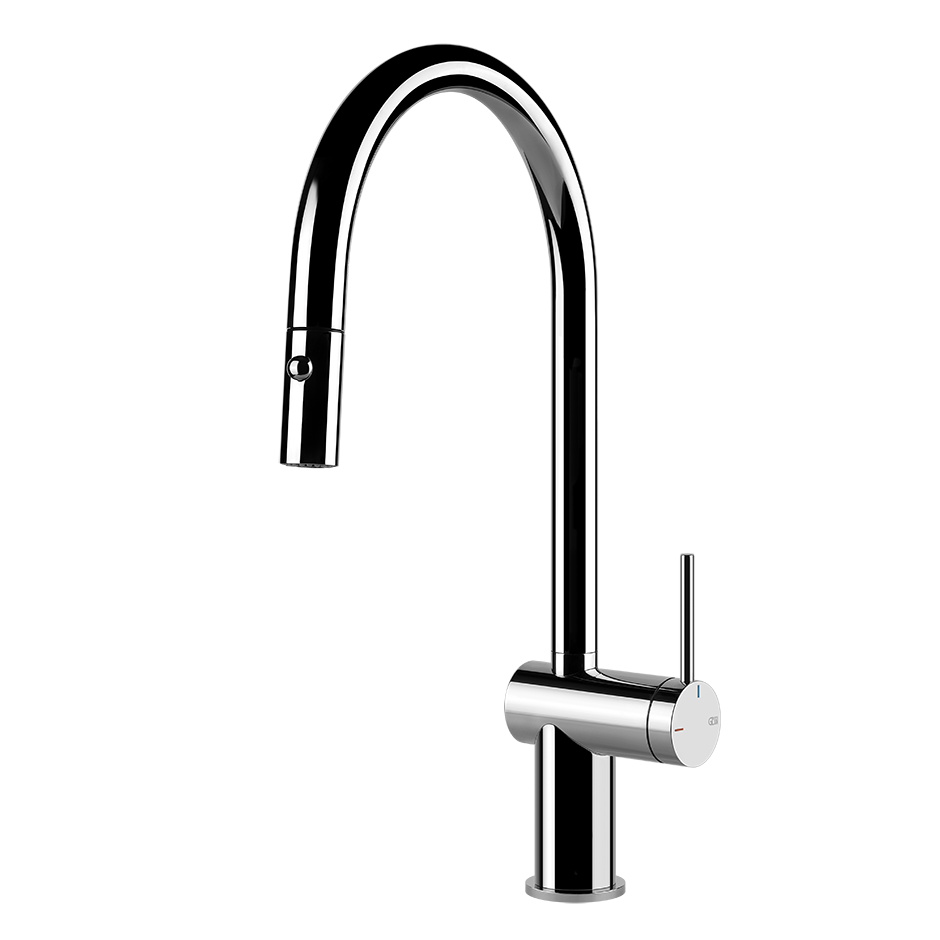 Miscelatore lavello monocomando con canna girevole e doccetta estraibile doppio getto cromo inedito 60413 gessi