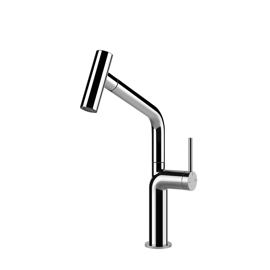 Miscelatore lavello monocomando con canna girevole e doccetta estraibile doppio getto cromo tapware 60313 gessi