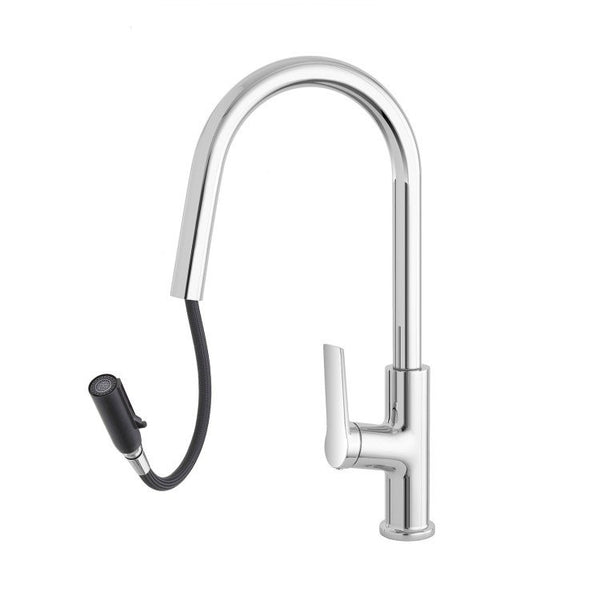 Miscelatore lavello monocomando con doccetta estraibile in acciaio cromo Kitchen