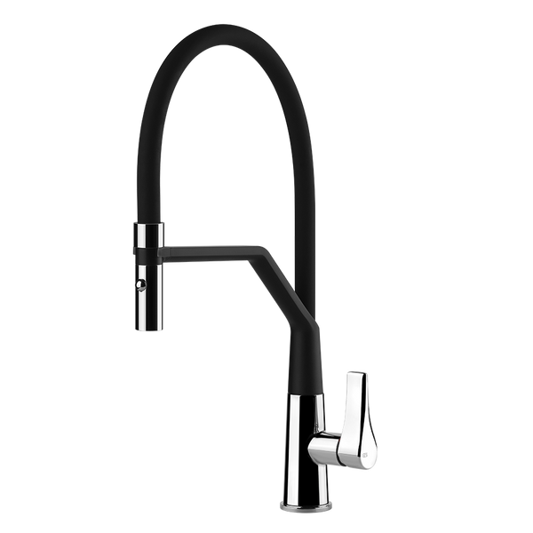 Miscelatore lavello monocomando semi professionale con canna girevole nero cromo proton 17191 gessi