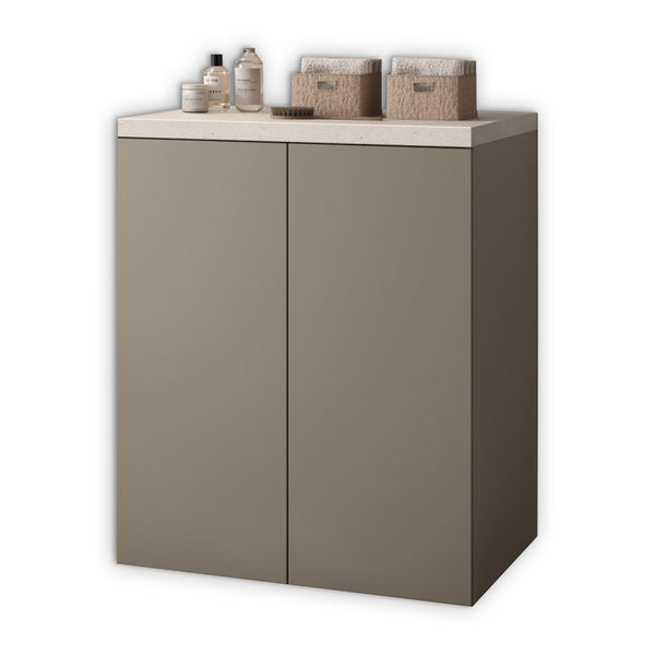 Mobile 71x65 due ante tortora opaco con top pietra