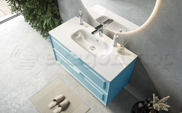 Mobile bagno azzurro opaco 102x47 Dublino con lavabo in ceramica