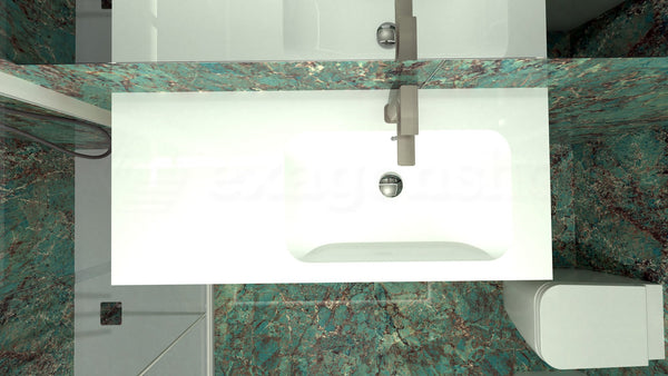 Smyle Onda Blob 115x50 Mobile bagno giallo bikini lucido con anta sinistra lavabo mineralmarmo e specchio