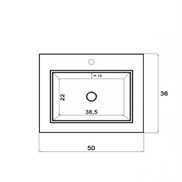 Mobile bagno 50x36 rovere chiaro lavabo in ceramica e specchio Vinci