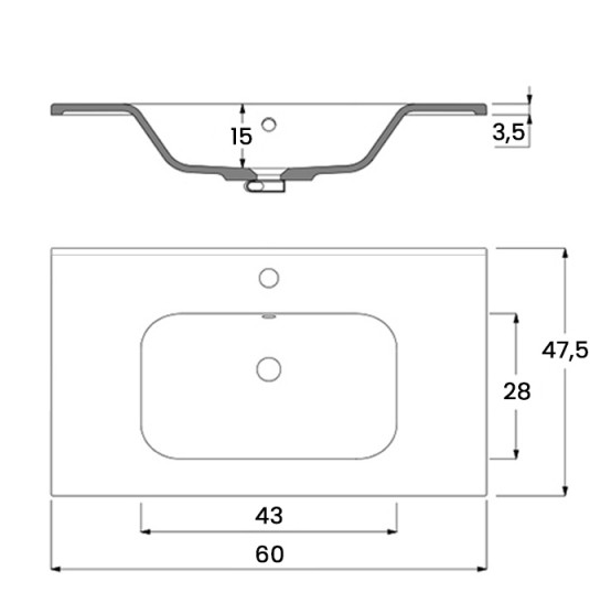 Mobile bagno nero 60x47 Borg a pavimento con lavabo struttura in metallo e specchio