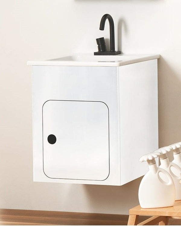 Mobile bagno bianco opaco 60x50 in alluminio con specchio tondo 60 cm Alluminium