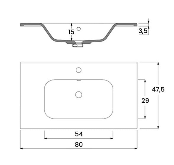 Mobile bagno nero 80x47 Borg a pavimento con lavabo struttura in metallo e specchio