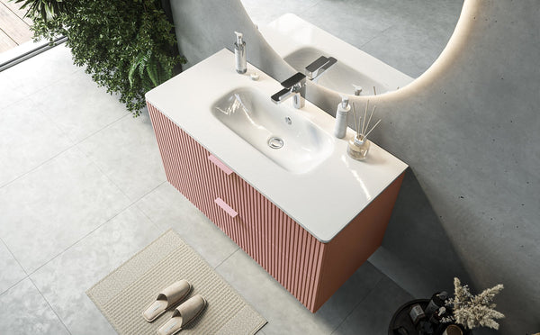 Mobile bagno rosa 82x47 cannettato lavabo in ceramica Teramo