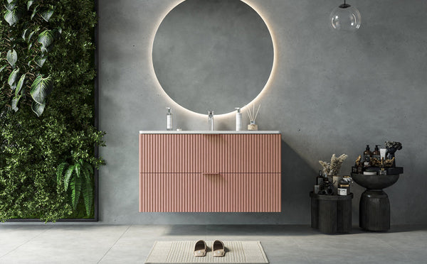 Mobile bagno rosa 82x47 cannettato lavabo in ceramica Teramo