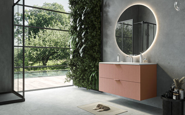 Mobile bagno rosa 82x47 cannettato lavabo in ceramica Teramo