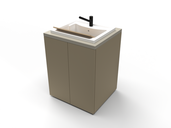 Mobile lavatoio 71x65 con vasca due ante tortora opaco e top pietra