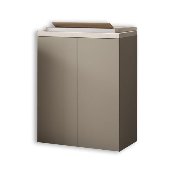 Mobile lavatoio 71x65 con vasca due ante tortora opaco e top pietra