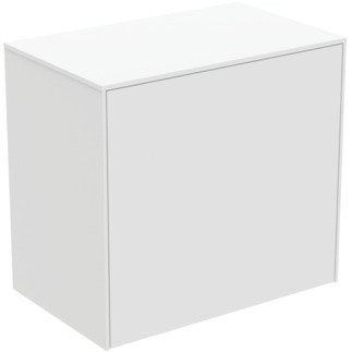 Mobile sospeso 60x37 bianco opaco con lavabo lucido miscelatore cromo e specchio con luce Ideal Standard