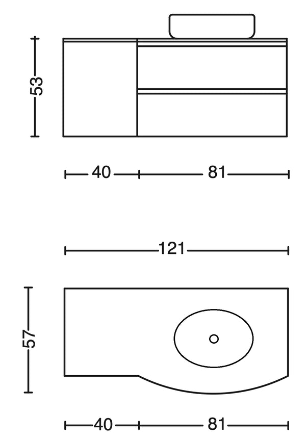 Mobile bagno 120x57 salvia opaco quercia Berna con lavabo in ceramica