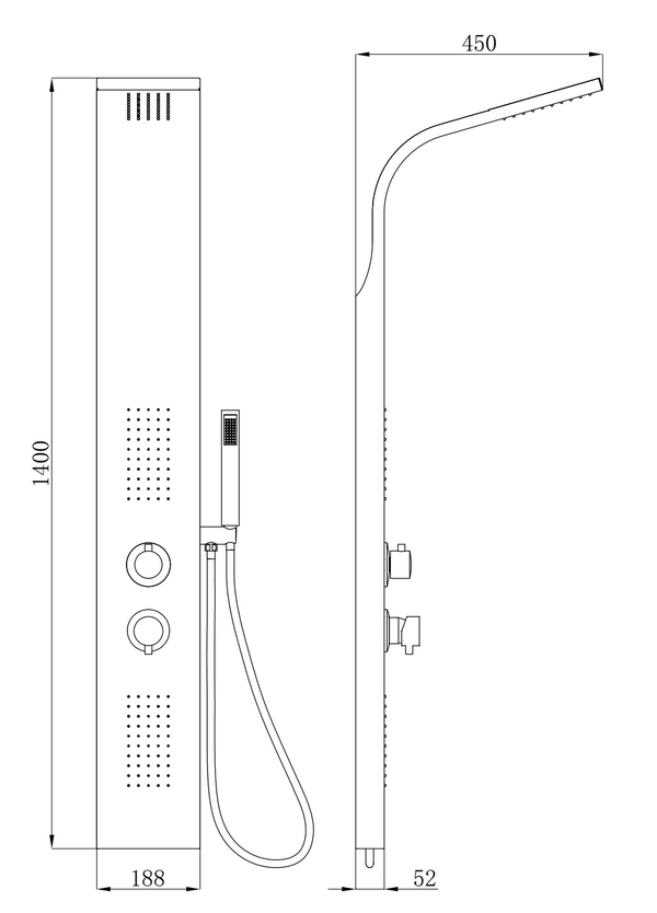 Pannello doccia idromassaggio Ibiza in alluminio silver tondo