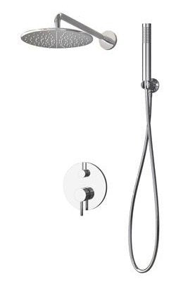 New line set doccia con miscelatore 4 vie soffione inox 20 cm e doccetta con flessibile 150 cm acciaio inox satinato