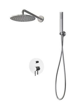 New line set doccia con miscelatore 4 vie soffione inox 20 cm e doccetta con flessibile 150 cm cromo