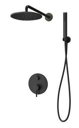 New line set doccia con miscelatore 4 vie soffione inox 20 cm e doccetta con flessibile 150 cm nero opaco