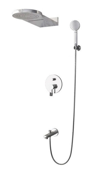 New line set doccia con soffione abs con cascata miscelatore 5 vie e doccetta con flessibile 150 cm cromo