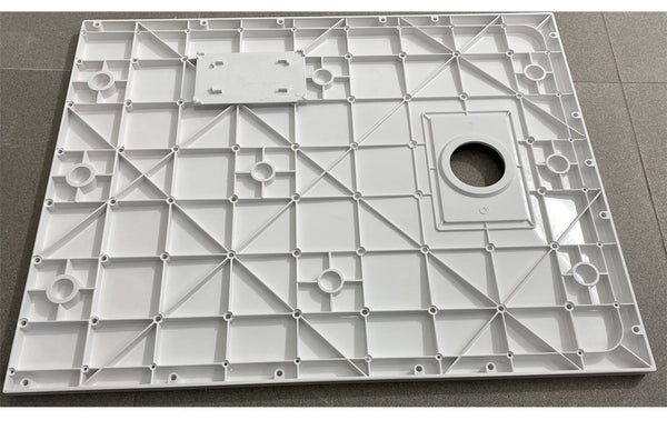 Quarzo piatto doccia 70x140 effetto pietra ardesia bianco in smc con piletta e copripiletta