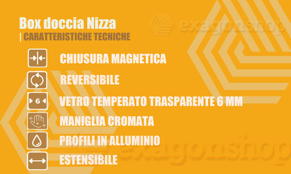 Box doccia 70x90 Nizza un battente reversibile 6 mm H 190 alluminio cromo