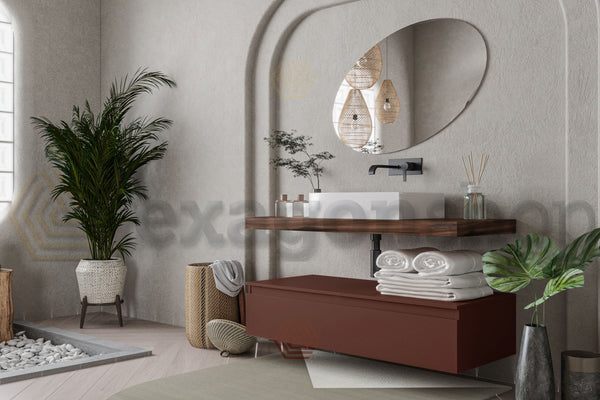 Mobile bagno tabacco ruggine opaco 80x50 Oasy con top porta lavabo
