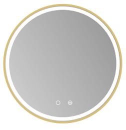 Specchio tondo 80 cm oro spazzolato luce calda fredda e neutra con doppio sensore antiappanamento e on off