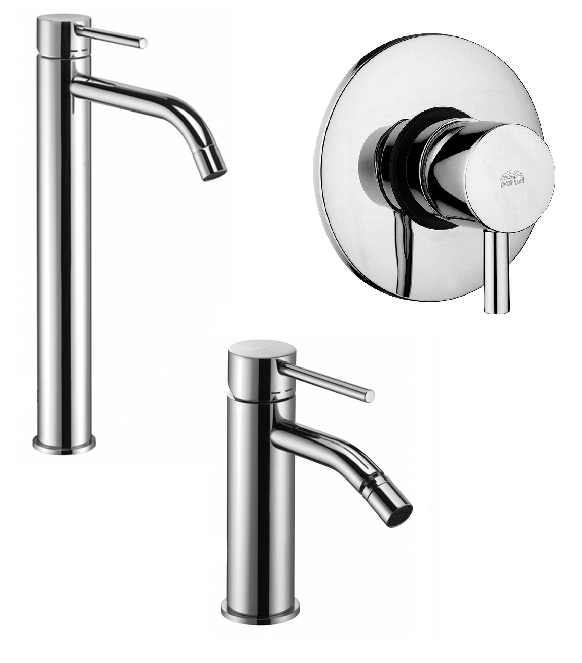 Paffoni light set miscelatori lavabo alto bidet senza scarico e doccia incasso 1uscita cromo