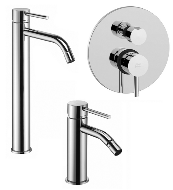 Paffoni light set miscelatori lavabo alto bidet e doccia 2 uscite con deviatore cromo