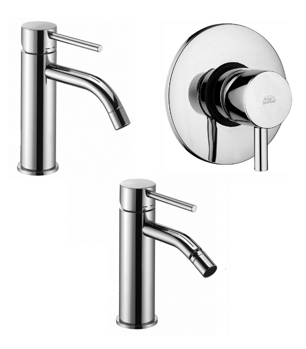 Paffoni light set miscelatori lavabo bidet senza scarico e doccia incasso 1 uscita cromo