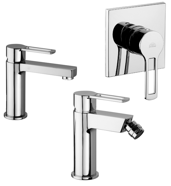 Paffoni ringo set miscelatori lavabo bidet senza scarico e doccia 1 uscita cromo