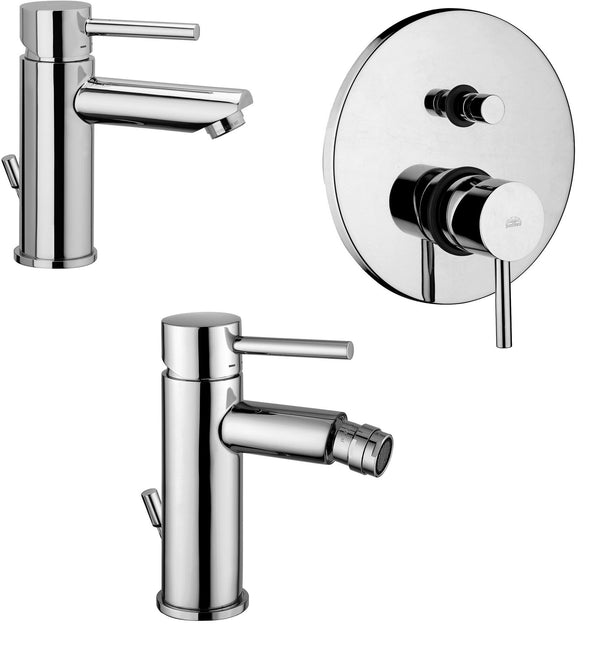 Paffoni stick set miscelatori lavabo bidet scarico automatico e doccia 2 uscite cromo