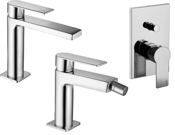 Paffoni Tango set Miscelatori Lavabo Bidet e Doccia 2 vie deviatore a pulsante Cromo