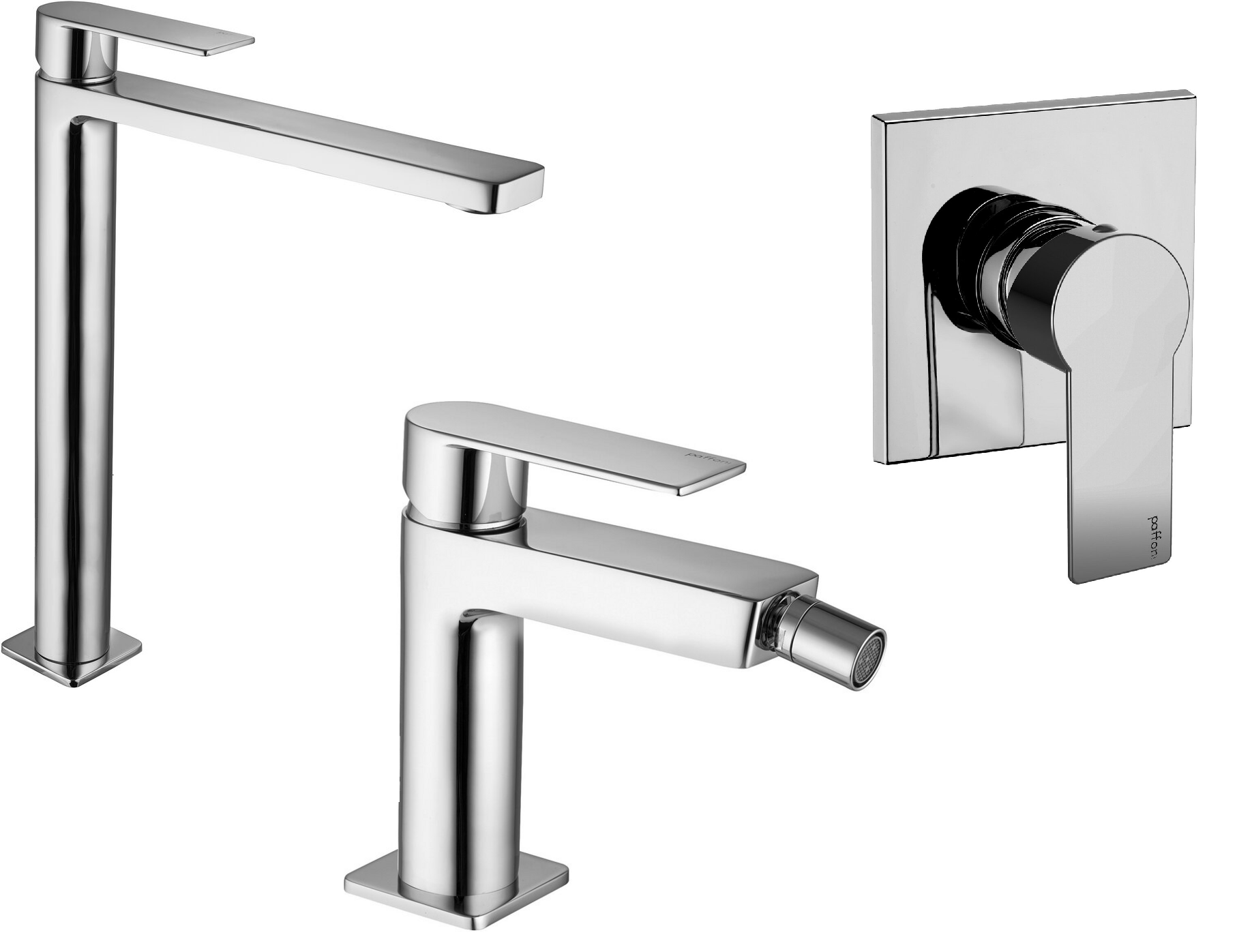 Paffoni Tango Set Miscelatori Lavabo Alto Bidet senza scarico e Doccia Incasso 1via Cromo