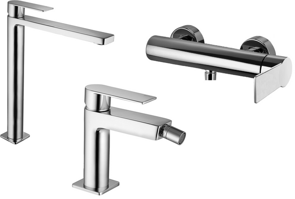 Paffoni tango set miscelatori lavabo alto bidet senza scarico e doccia esterno cromo
