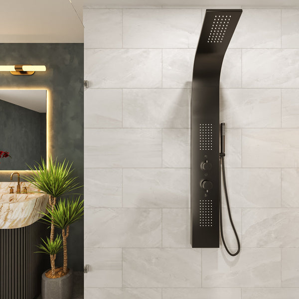 Pannello doccia idromassaggio Ibiza in alluminio nero tondo