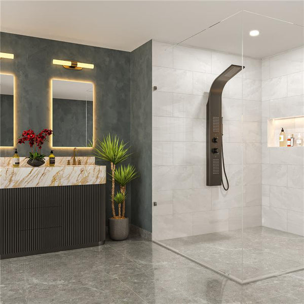 Pannello doccia idromassaggio Ibiza in alluminio nero tondo